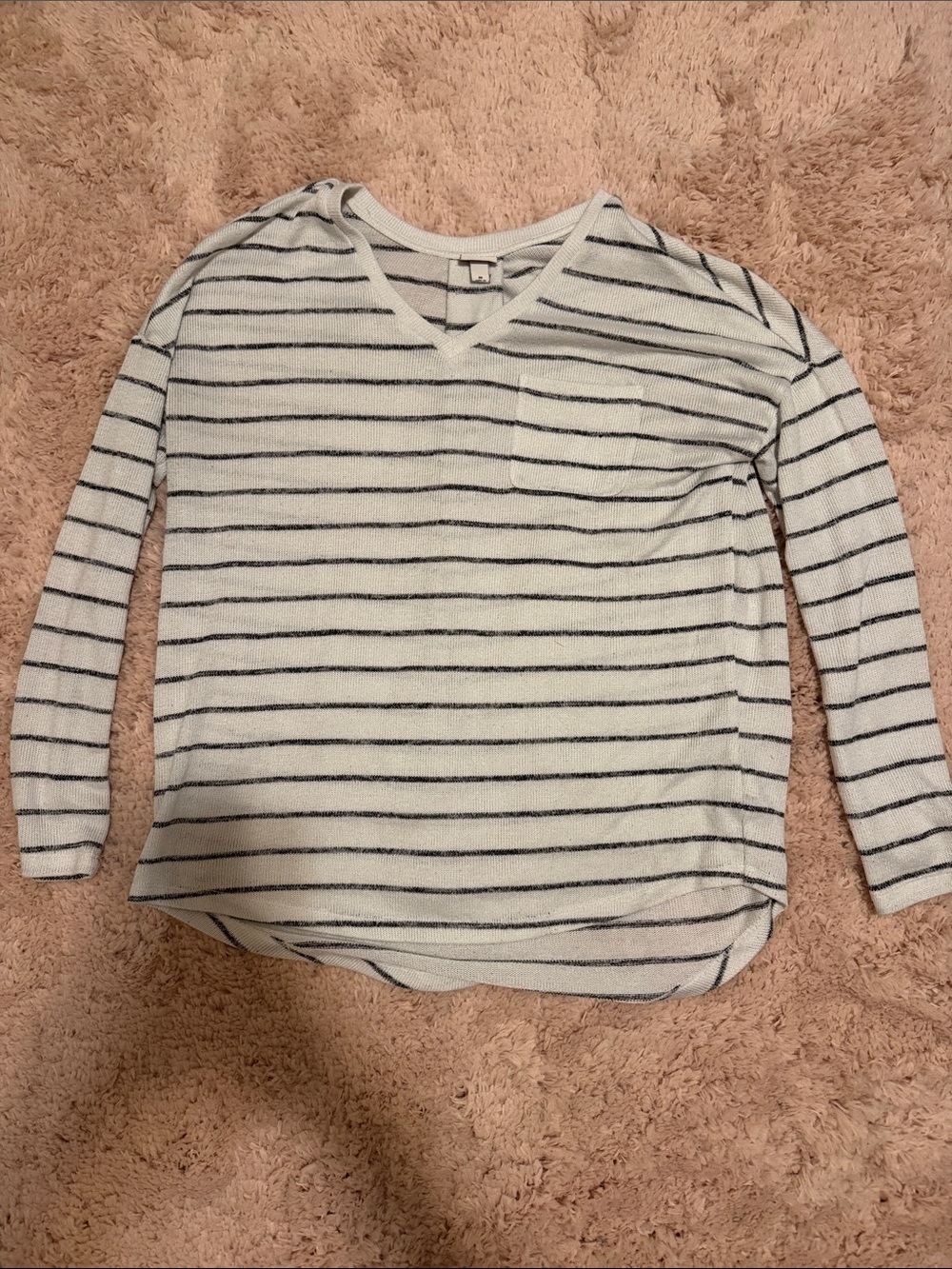 White and Navy Striped Sweater